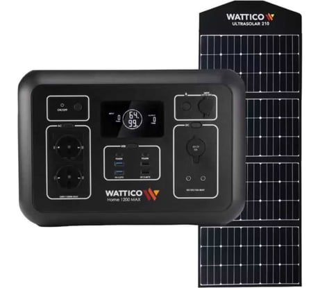 Портативная зарядная станция WATTICO Home 1200 Max + солнечная панель Ultrasolar 210 home_1200_max_ultrasolar_210
