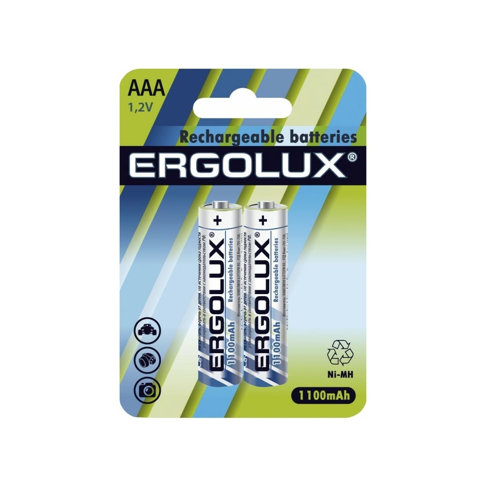 Аккумулятор Camelion Ergolux AAA-1100mAh, Ni-Mh, BL-2 NHAAA1100BL2 12446