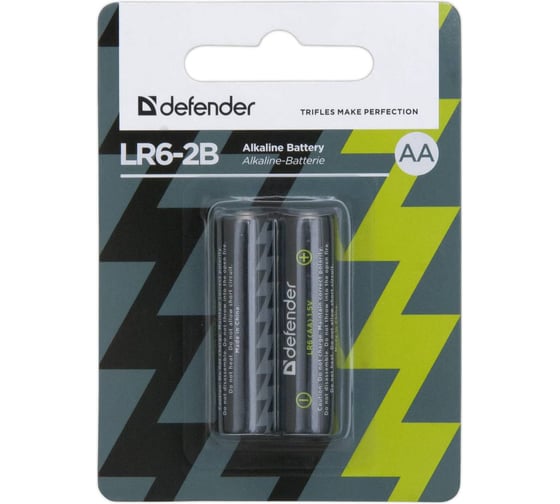 Батарейка DEFENDER алкалиновая LR6-2B AA, в блистере 2 шт 56013