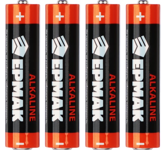 Батарейки ЕРМАК 4шт, тип AAA, "Alkaline" щелочная, BL 634-007