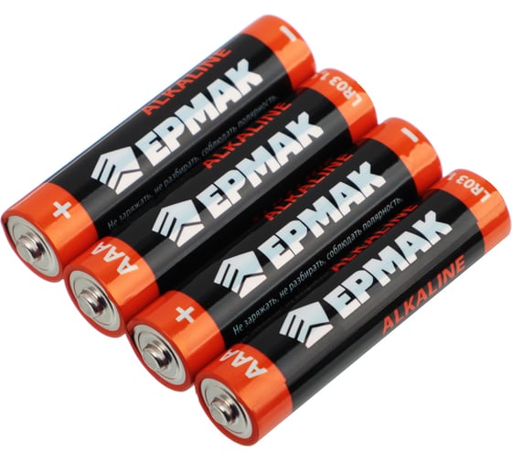 Батарейки ЕРМАК 4шт, тип AAA, "Alkaline" щелочная, BL 634-007