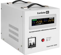 Стабилизатор напряжения ExeGate Expert AS-15000 15000ВА, вход 140-260В, цветной дисплей, выход 220В±8, КПД 98, 5 уровней защиты, задержка, усиленный метал. 291768