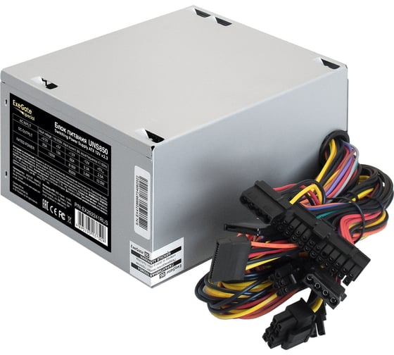 Блок питания ExeGate 850W UNS850 ATX, 12cm fan, 24pin, 2x4+4 pin, 2xPCI-E, 5xSATA, 3xIDE 292241