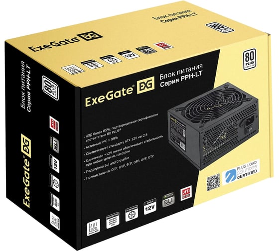 Блок питания ExeGate 900W 80 PLUS 900PPH-LT ATX, APFC, SC, КПД 82 80 PLUS, 12cm fan, 24pin, 2x4+4 pin, 6xPCI-E, 8xSATA, 4xIDE, кабель 220V 1,8м с защитой 293102