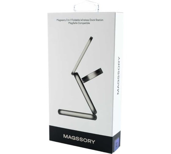 Складное беспроводное зарядное устройство MAGSSORY Fold 3 в 1 для Apple, с магнитами, совместимое с MagSafe, midnight/полночь WCH023m