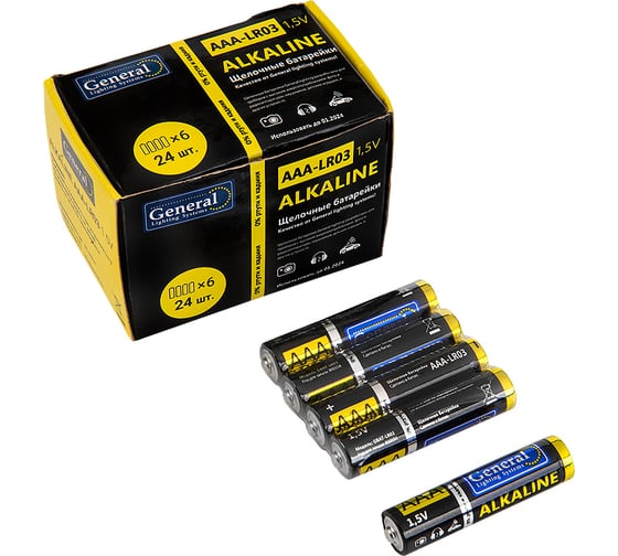 Элементы питания General Lighting Systems GBAT-LR03 AAA щелочные 24/960 800554