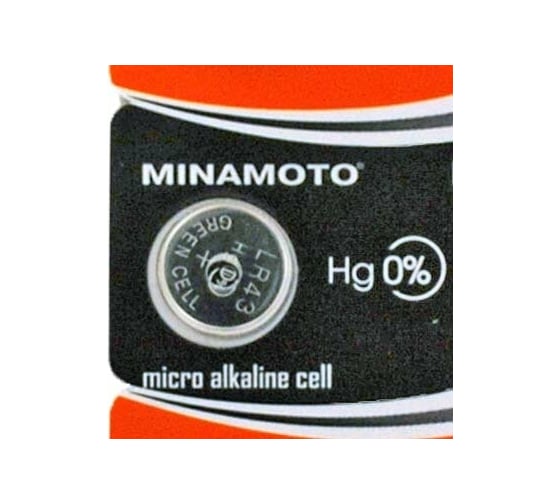 Часовая батарейка Minamoto AG12 LR43, 10 card 55012
