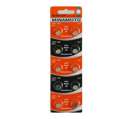 Часовая батарейка Minamoto AG11 LR721, 10 card 55011