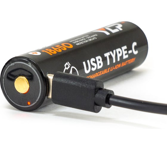 Аккумулятор ЯРКИЙ ЛУЧ YLP YL1834R 18650 Li-Ion 3.7В 3400mAh с защитой и встроенным ЗУ Type-C (блистер) 4606400106760