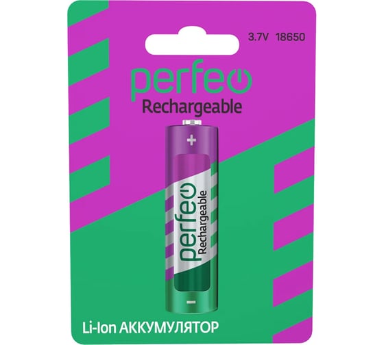 Аккумулятор Perfeo Li-Ion 18650, 2200mAh/1BL, 3.7V 30015886