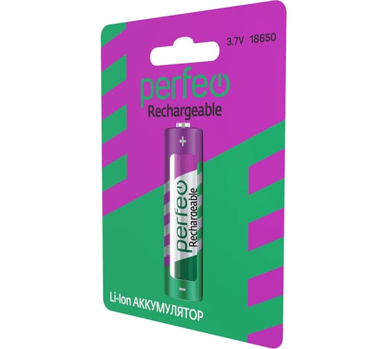 Аккумулятор Perfeo Li-Ion 18650, 2200mAh/1BL, 3.7V 30015886