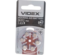 Элемент питания VIDEX воздушно-цинковый ZA312 / PR41/ V312A/ DA312/ PR312 6 шт. в блистере