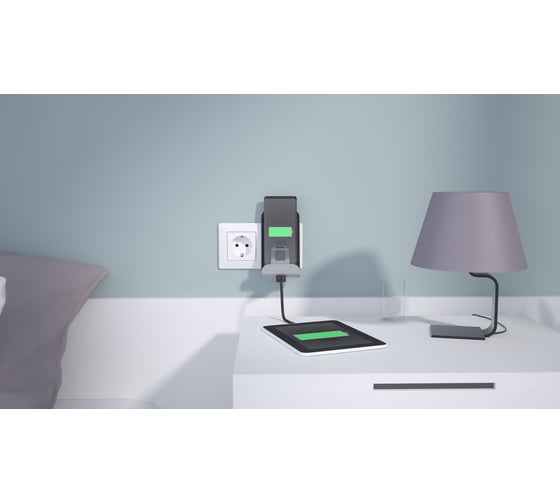 Беспроводное зарядное устройство Legrand Valena Allure Qi, 1А, с дополнительным разьемом USB A, 5В, 2,4А 755114