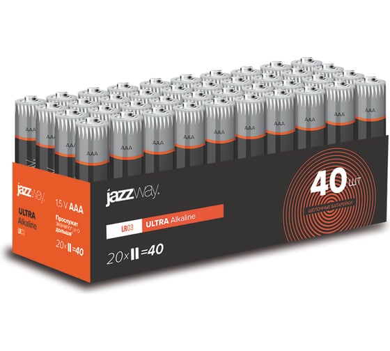 Батарейка Jazzway Элемент питания алкалиновый AAA/LR03 1.5В ULTRA Alkaline Pack-40 (упаковка 40шт) 5057579