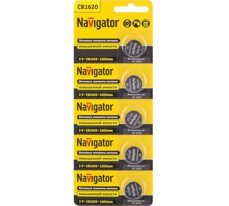 Элемент питания Navigator 94 780 NBT-CR1620-BP5 5 шт 94780