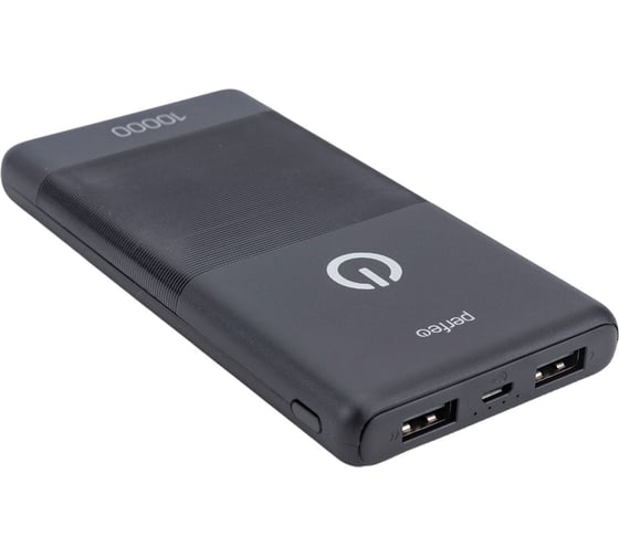 Внешний аккумулятор Perfeo Powerbank 10000 mah Micro usb In Out USB 1 А, 2.1A Black 30013892