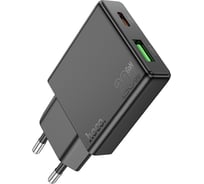 Зарядное устройство Hoco 20Вт, 3А, QC3.0/PD, 1хUSB, 1хType-C, N38, черный, коробка, 6942007610100