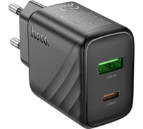 Зарядное устройство 30Вт, 3А, QC3.0/PD, 1хUSB, 1хType-C, CS23A, черный, коробка, Hoco 6942007609944