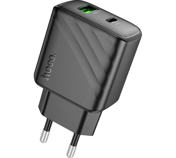 Зарядное устройство 30Вт, 3А, QC3.0/PD, 1хUSB, 1хType-C, CS23A, черный, коробка, Hoco 6942007609944