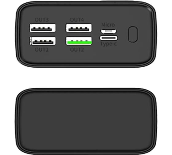 Внешний аккумулятор PERO PB07 30000 mAh, Li-Pol, output USB-C + 4 USB-A, черный PB07BL