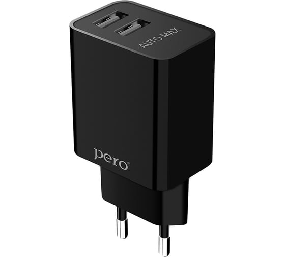 Сетевое зарядное устройство PERO TC02 2USB 2.1A черный ТС02BL2A 1