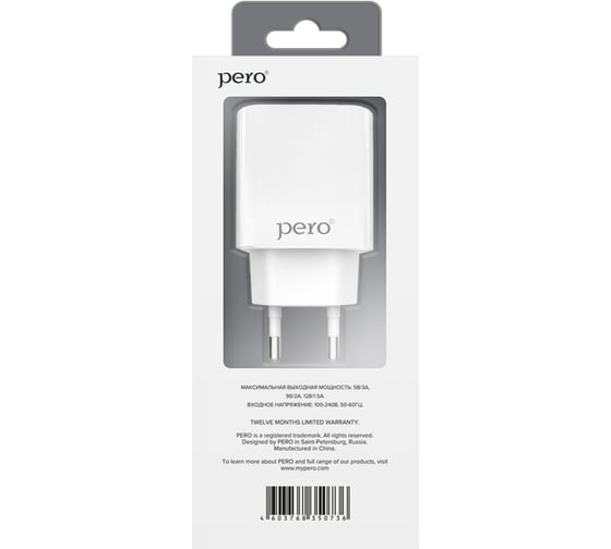 Сетевое зарядное устройство PERO TC03 PD 18W белый ТС03WHPD
