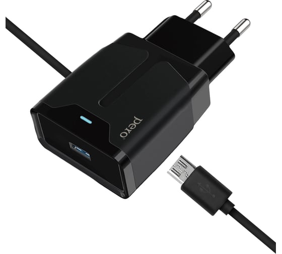 Сетевое зарядное устройство PERO TC04 1USB 2.1A + MICRO-USB CABLE черный ТС04B2AMU 1