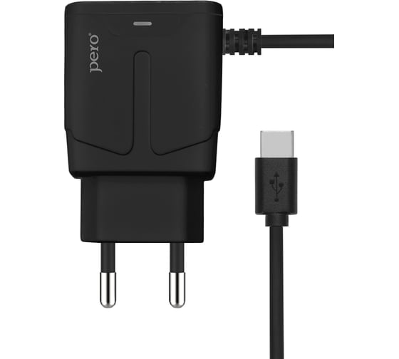 Сетевое зарядное устройство PERO TC04 1USB 2.1A + TYPE-C CABLE черный ТС04B2ATC