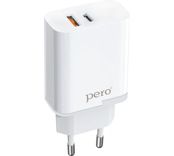 Сетевое зарядное устройство PERO TC05 PD 18W + USB-A Fast Charge белый ТС05WHPD