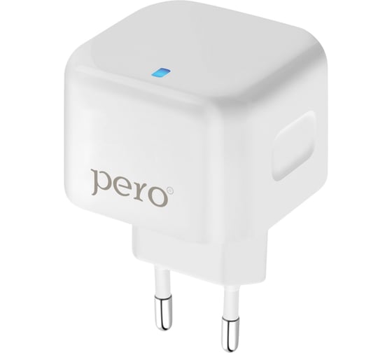 Сетевое зарядное устройство PERO TC10 USB-C + USB-A c кабелем C to L в комплекте, 20W, белый ТС10CLWH