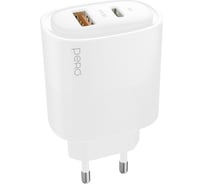 Сетевое зарядное устройство PERO TC11 USB-A QC3.0 + USB-C PD, 45W белый ТС11W