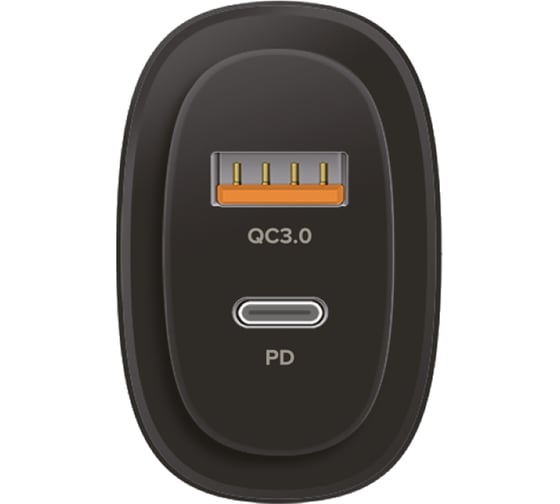 Сетевое зарядное устройство PERO TC11 USB-A QC3.0 + USB-C PD, 45W черный ТС11BL
