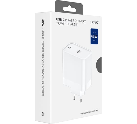 Сетевое зарядное устройство PERO TC13 USB-C PD, 45W белый ТС13W