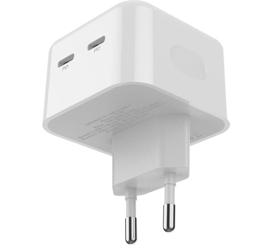 Сетевое зарядное устройство PERO TC18 USB-C + USB-C, PD 35W белый ТС18W