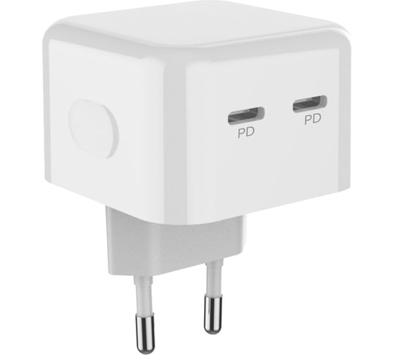 Сетевое зарядное устройство PERO TC18 USB-C + USB-C, PD 35W белый ТС18W