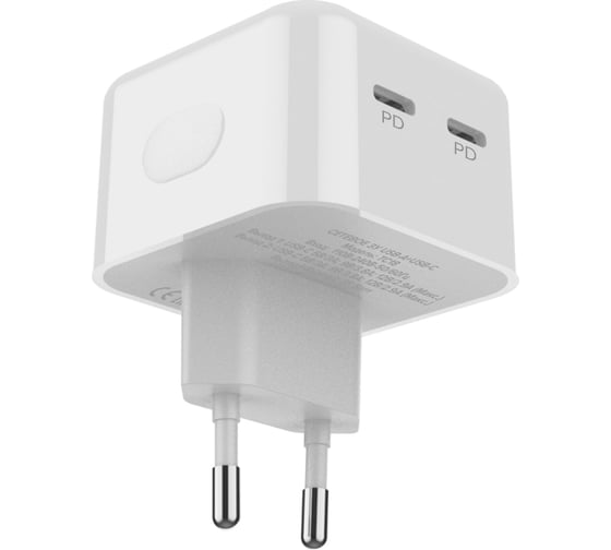 Сетевое зарядное устройство PERO TC18 USB-C + USB-C, PD 35W белый ТС18W