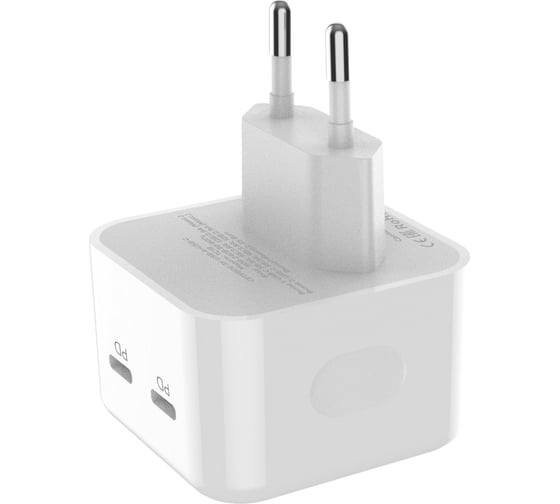 Сетевое зарядное устройство PERO TC18 USB-C + USB-C, PD 35W белый ТС18W