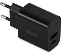 Сетевое зарядное устройство BURO BUWD1 18W 3A (PD+QC) USB-C/USB-A универсальное черный (BUWD18P110BK) 1655925