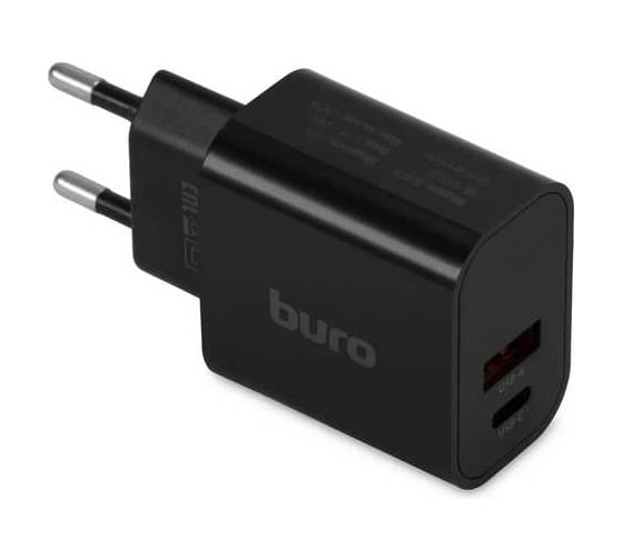 Сетевое зарядное устройство BURO BUWD1 18W 3A (PD+QC) USB-C/USB-A универсальное черный (BUWD18P110BK) 1655925 1