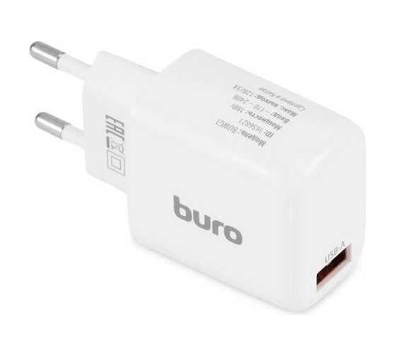 Сетевое зарядное устройство BURO BUWG1 18W 3A (QC) USB-A универсальное белый (BUWG18P100WH) 1656821
