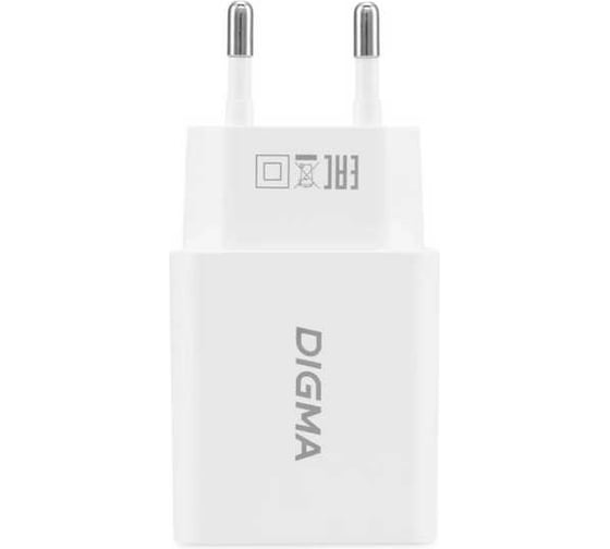Сетевое зарядное устройство DIGMA DGW2D 20W 3A+1A (PD+QC) USB-C/USB-A универсальное белый (DGW2D0F110WH) 1920061