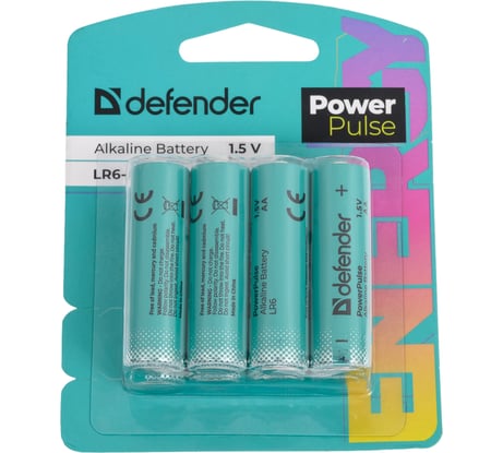 Батарейка алкалиновая DEFENDER LR6-8BL АА, блистер, 8 шт., PowerPulse 56019