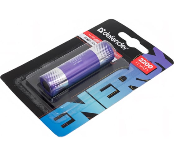 Аккумуляторная батарея DEFENDER 18650-1BL 2200 mAh Li-ion, блистер, 1 шт 56701