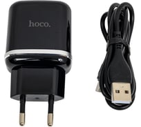 Сетевое зарядное устройство Hoco N4, 2хUSB-А, 2.4А + кабель AM-Type-C, 1 м, черный 23753-N4TBK