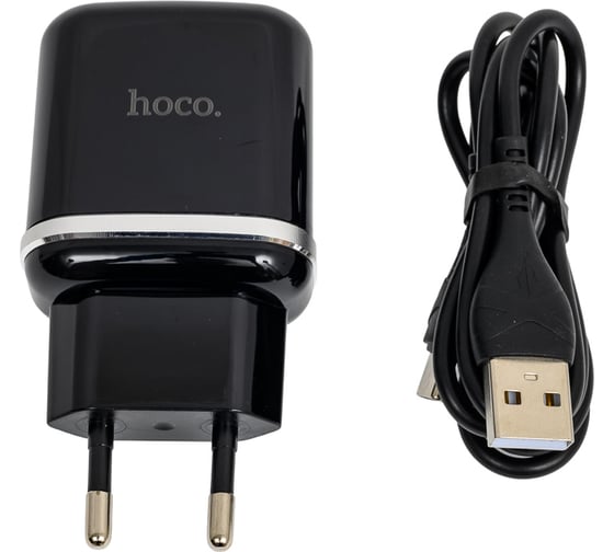 Сетевое зарядное устройство Hoco N4, 2хUSB-А, 2.4А + кабель AM-Type-C, 1 м, черный 23753-N4TBK