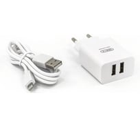 Сетевое зарядное устройство BYZ B35, 2хUSB-А, 2.1А + кабель AM-Lightning, 1 м, белый 23750-B35IW
