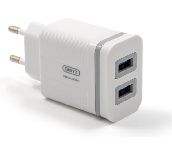 Сетевое зарядное устройство BYZ U26 EU, 2хUSB-А, 2.4А + кабель AM-Type-C, 1 м, белый 23750-U26EUTW
