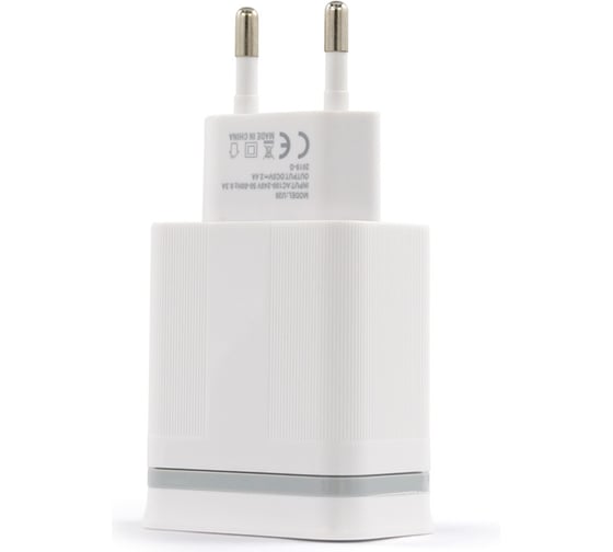 Сетевое зарядное устройство BYZ U26 EU, 2хUSB-А, 2.4А + кабель AM-Type-C, 1 м, белый 23750-U26EUTW