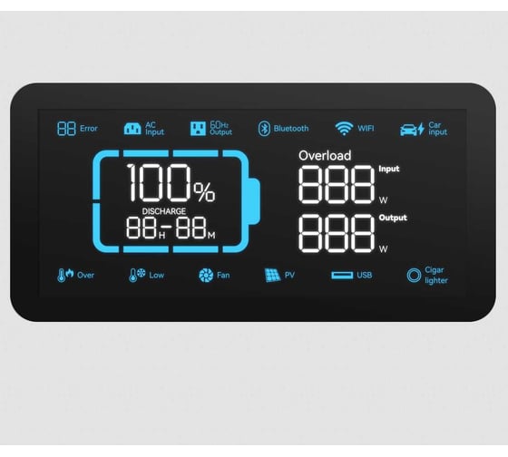 Портативная электростанция TopOn LFP 600 Вт, 2 розетки 220 В, 2 DC и авторозетка 12.6 В, 2 Type-C 100 Вт, 2 USB, фонарь, EPS, Wi-Fi Bluetooth TOP-H600
