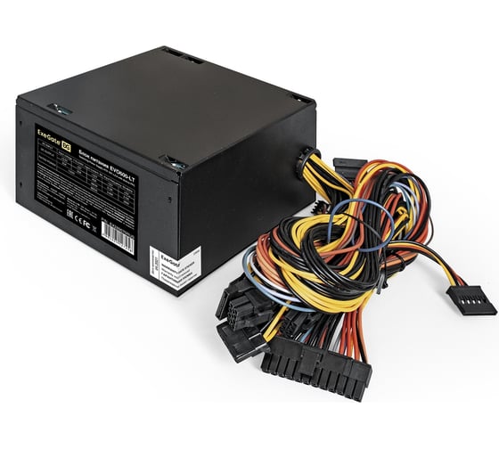 Блок питания ExeGate 600W EVO600-LT ATX, APFC, КПД 80 80 PLUS, 12cm RGB fan, 24pin, 2x4+4 pin, 2xPCI-E, 3xSATA, 3xIDE, black 289070